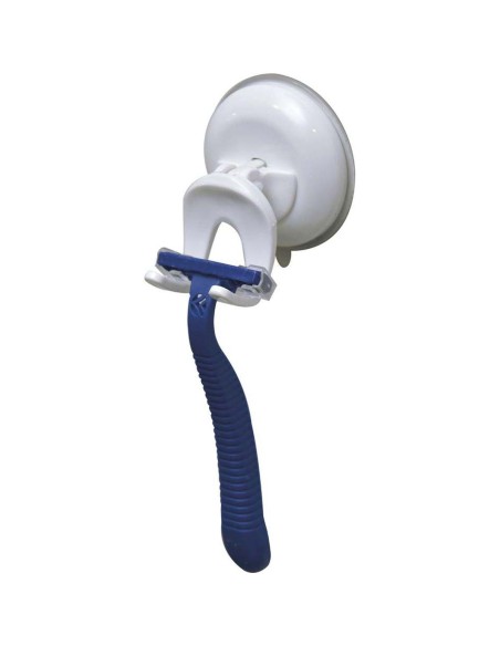 Porte rasoir pp sur ventouse   blanc
