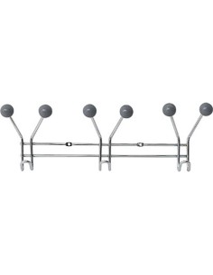 Patere metal 3 crochets a fixer decoration resine grise   chrome gris