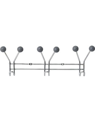 Patere metal 3 crochets a fixer decoration resine grise   chrome gris