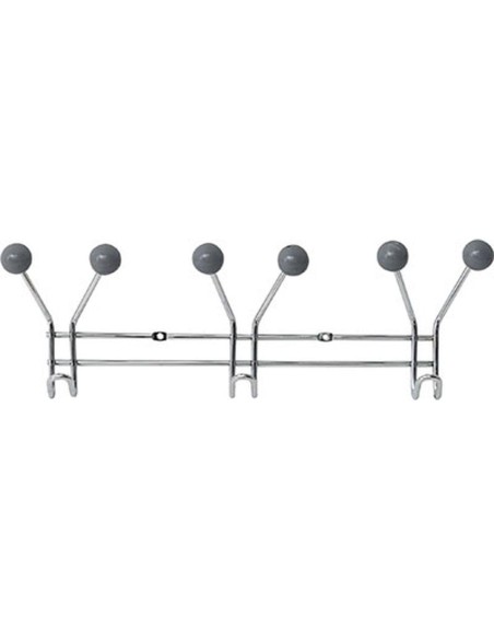 Patere metal 3 crochets a fixer decoration resine grise   chrome gris