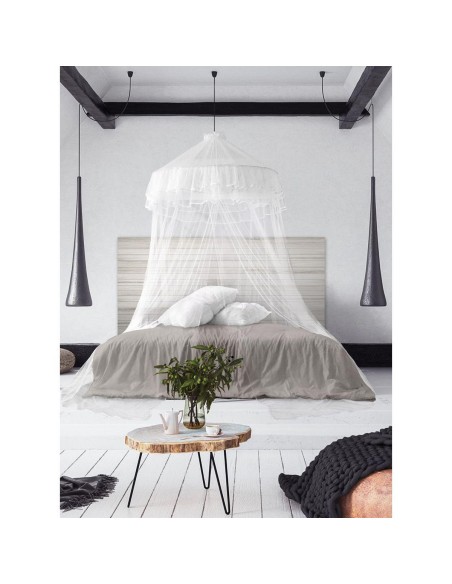 Ciel de lit moustiquaire   2 personnes diam 135 cm hauteur 2,70m   blanc