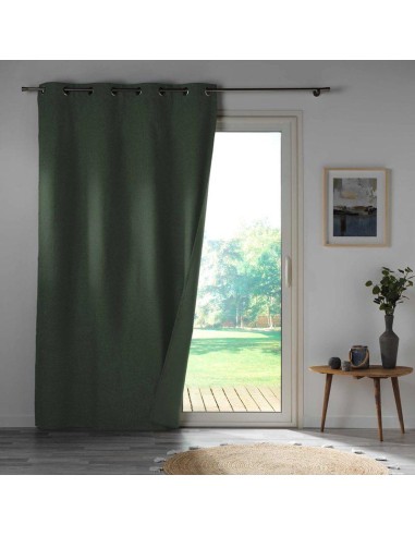 Rideau a oeillets 140 x 260 cm 100% occultant microfibre unie obscure kaki