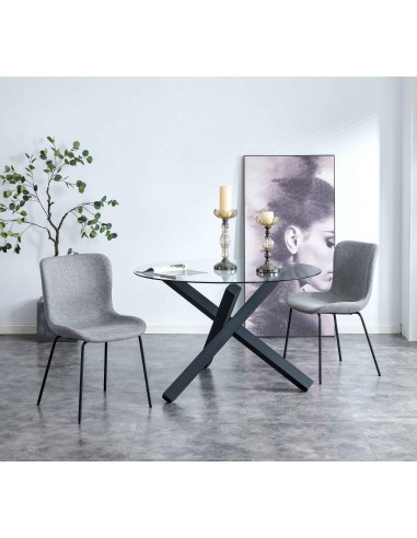 ldt 23004   table capri verre tremp  d.120x76 cm pieds noir