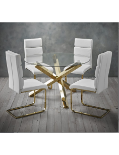 ldc 160181   chaise triumph blanche et pieds dorees