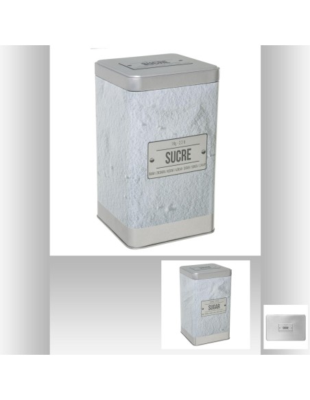 151209 - boite sucre poudre relief 4 L. 10,7 x P. 10,7 x H. 18,5 cm