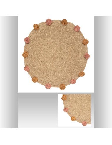 174158 - tapis rnd jute lili pompons
