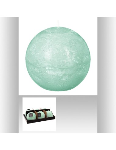 bougie boule rustic menth  d10 D. 10 cm