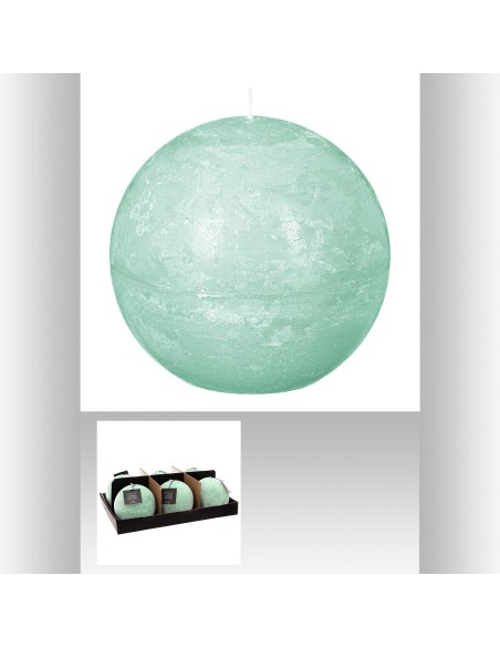 bougie boule rustic menth  d10 D. 10 cm