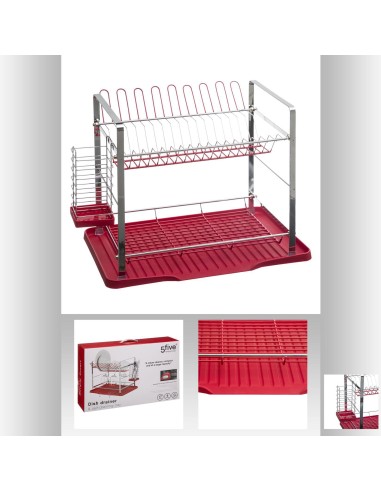 egouttoir 2niv pp+met rouge L. 46,2 x P. 33 x H. 35 cm