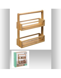 179690-etagere 2niv bambou+acry lizo L. 32 x P. 10 x H. 37,3 cm