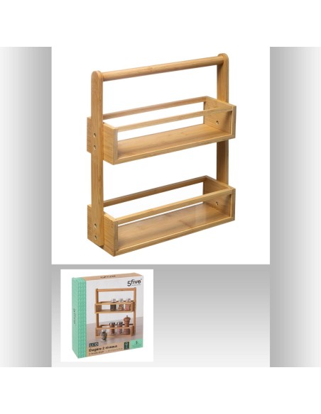 179690-etagere 2niv bambou+acry lizo L. 32 x P. 10 x H. 37,3 cm