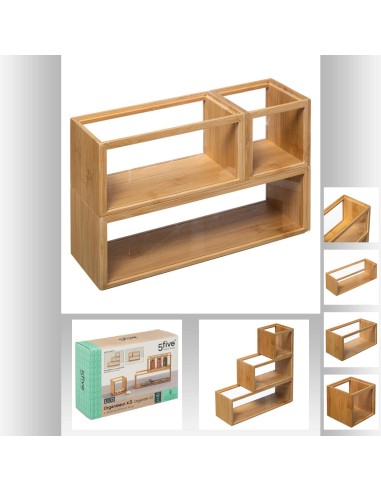 set orga x3 bambou+acry lizo L. 30 x P. 10 x H. 10,4 cm