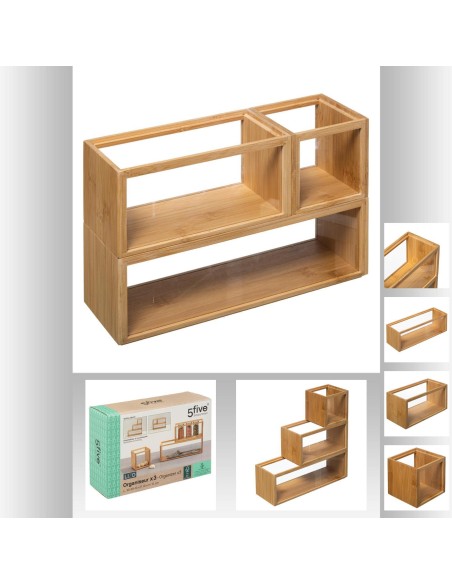 set orga x3 bambou+acry lizo L. 30 x P. 10 x H. 10,4 cm