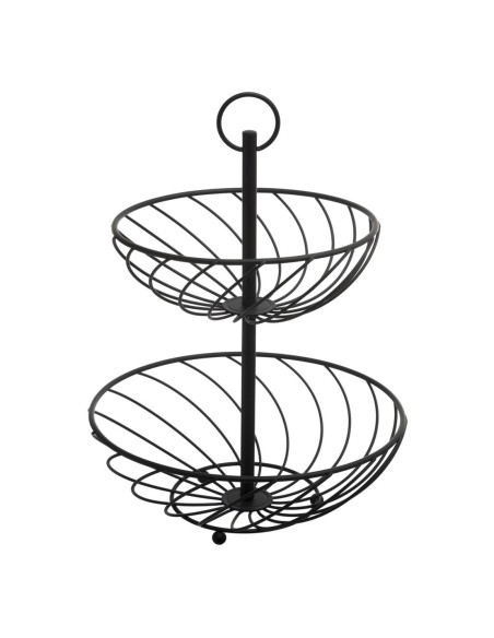 160621b - corbeille fruits 2niv torsade D. 27 x H. 39 cm