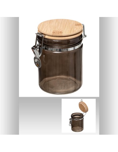 181809b-bocal verr+bam 0,75l noir mode L. 10 x P. 13,5 x H. 14,5 cm