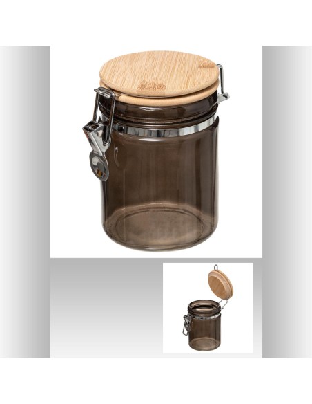 181809b-bocal verr+bam 0,75l noir mode L. 10 x P. 13,5 x H. 14,5 cm