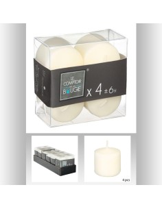 103190-bougie vtv ivoire 3.8x3.8 x4 D. 3,9 x P. 3,5 cm