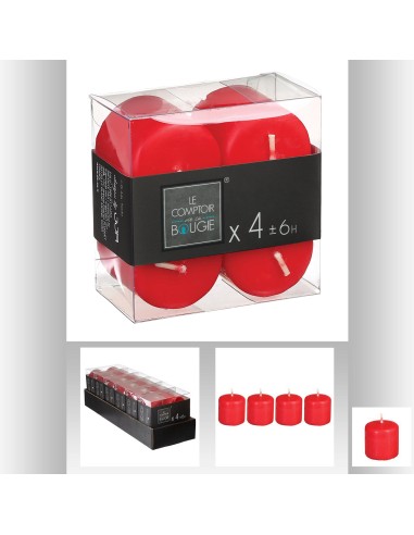 103193-bougie vtv rouge 3.8x3.8 x4