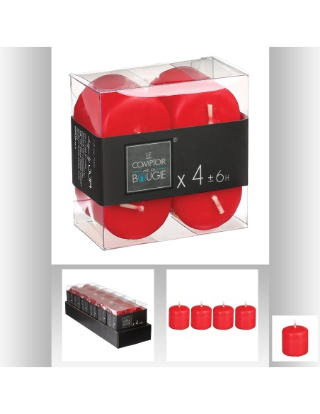 103193-bougie vtv rouge 3.8x3.8 x4