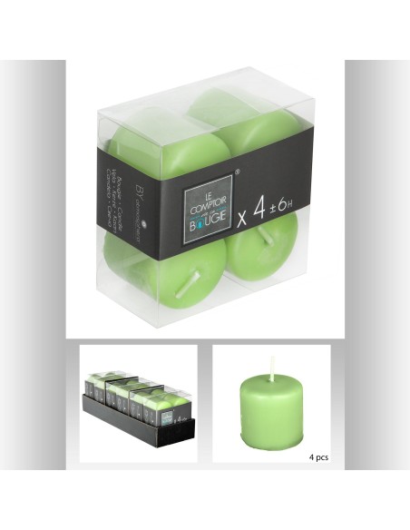 bougie vtv vert 3.8x3.8 x4 D. 3,9 x H. 3,5 cm