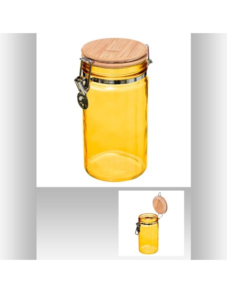 181810c-bocal verr+bam 1l jau mode L. 10 x P. 13,5 x H. 20 cm