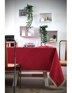 duo nappe 140x240- rouge/lin 100%co