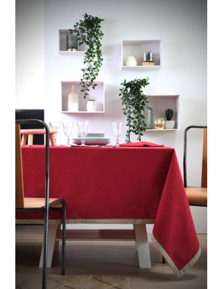 duo nappe 140x240- rouge/lin 100%co