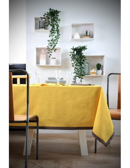 duo nappe 140x200 - moutarde/taupe 100%co