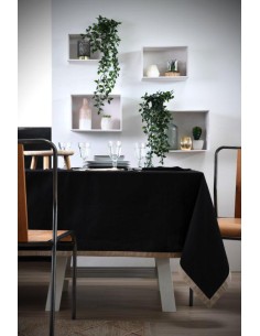 duo nappe 140x200 -noir/lin 100%co