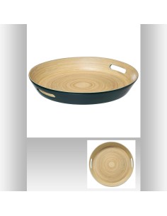 154107j-plateau bambou petrole 42cm D. 42 x H. 5,5 cm