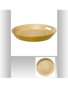 154107k-plateau bambou moutarde 42cm D. 42 x H. 5,5 cm