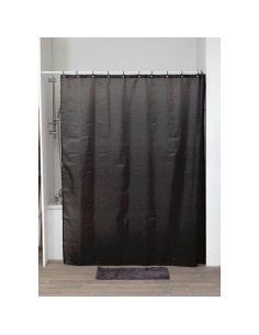1204103 - rideau de douche polyester 180x200 cm/12 anneaux pp - noir