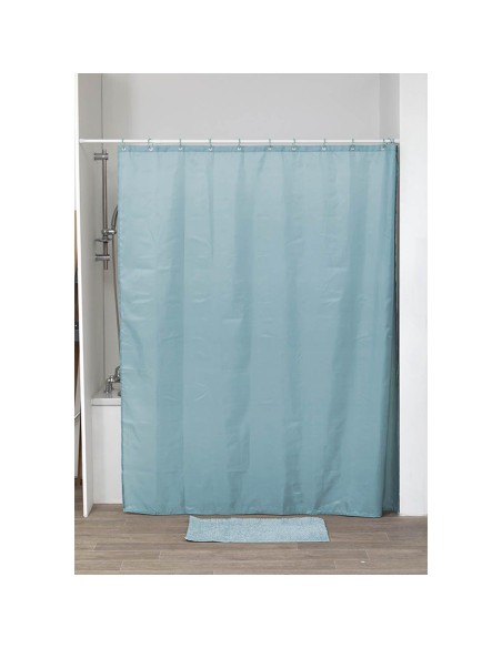 rideau de douche polyester 180x200 cm/12 anneaux pp - vert d'eau