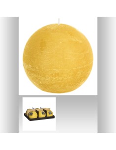 103144b-bougie boule rustic jaune d12