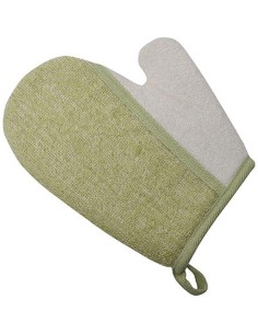 75501236-gant de massage exfoliant corps ramie/bambou - blanc/vert