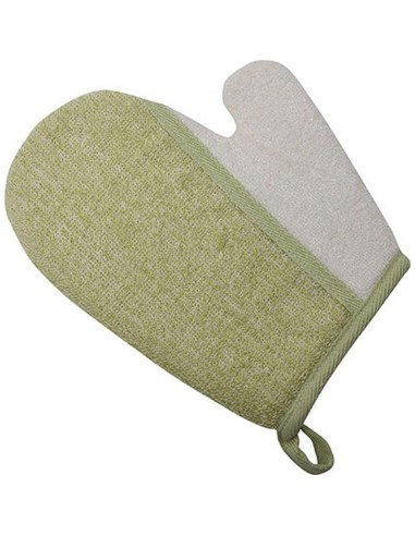 75501236-gant de massage exfoliant corps ramie/bambou - blanc/vert