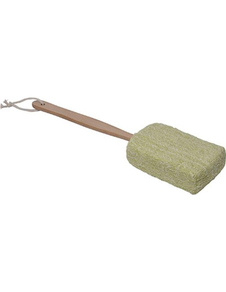 75518236 - eponge de bain ramie/eponge avec manche bois - blanc/vert