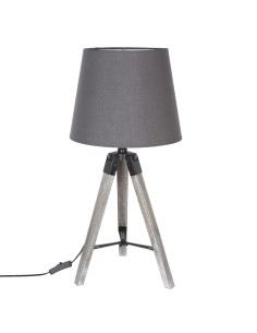 136663b-lampe trepied paulownia "runo" gris h.58