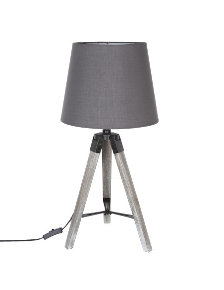 136663b-lampe trepied paulownia "runo" gris h.58