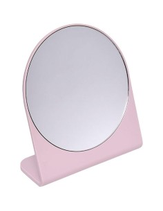8534156-miroir forme ronde 1 face avec base - rose pale