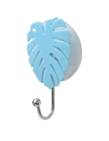 9212110-crochet feuille ps sur ventouse - bleu