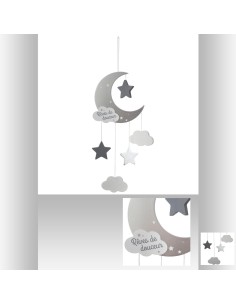 158583b - deco mur mdf lune gris 45x16