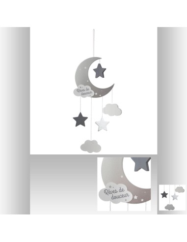 158583b - deco mur mdf lune gris 45x16