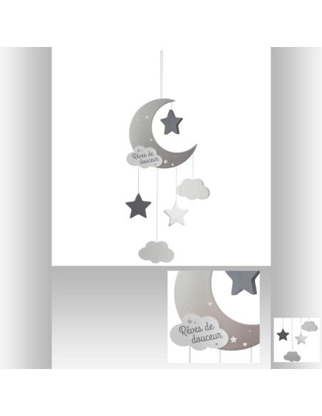 158583b - deco mur mdf lune gris 45x16