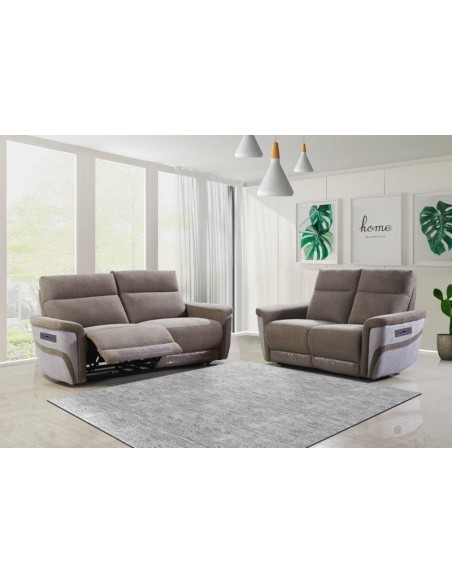bc9885-canape 3 pl elec frizzy clovis beige g03/kaki g01