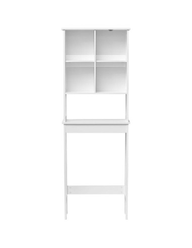 meuble dessus wc mdf 2 niches/1 emplacement porte/1 etagere interieure - blanc