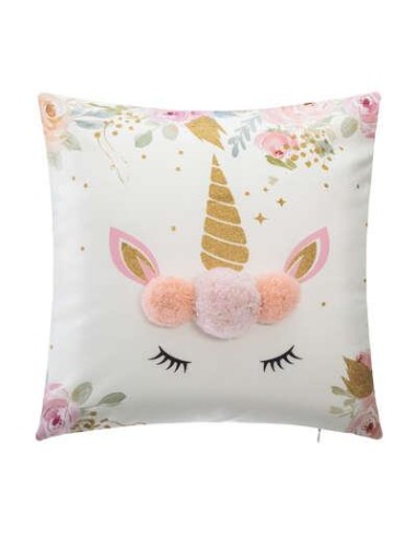 158653 - coussin carre licorne pompon