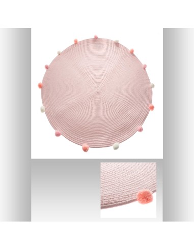 158693a - tapis rnd rose pompons d90