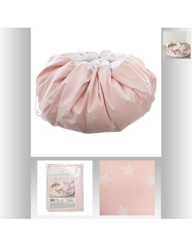 sac de rangement et tapis rose