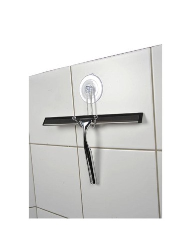 raclette avec manche acier inoxydable support ventouse - chrome